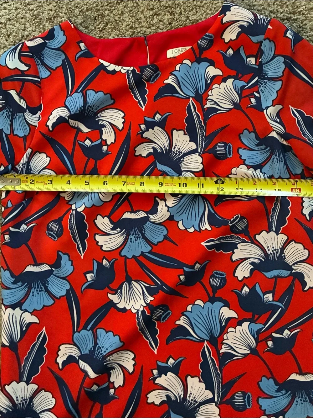 J.Crew Red & Blue Floral Print Gallery Shift Dress Size 00